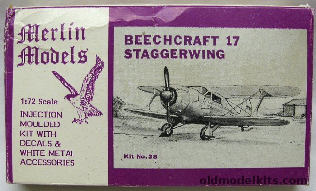Merlin Models 1/72 Beechcraft 17 Staggerwing, 28 plastic model kit
